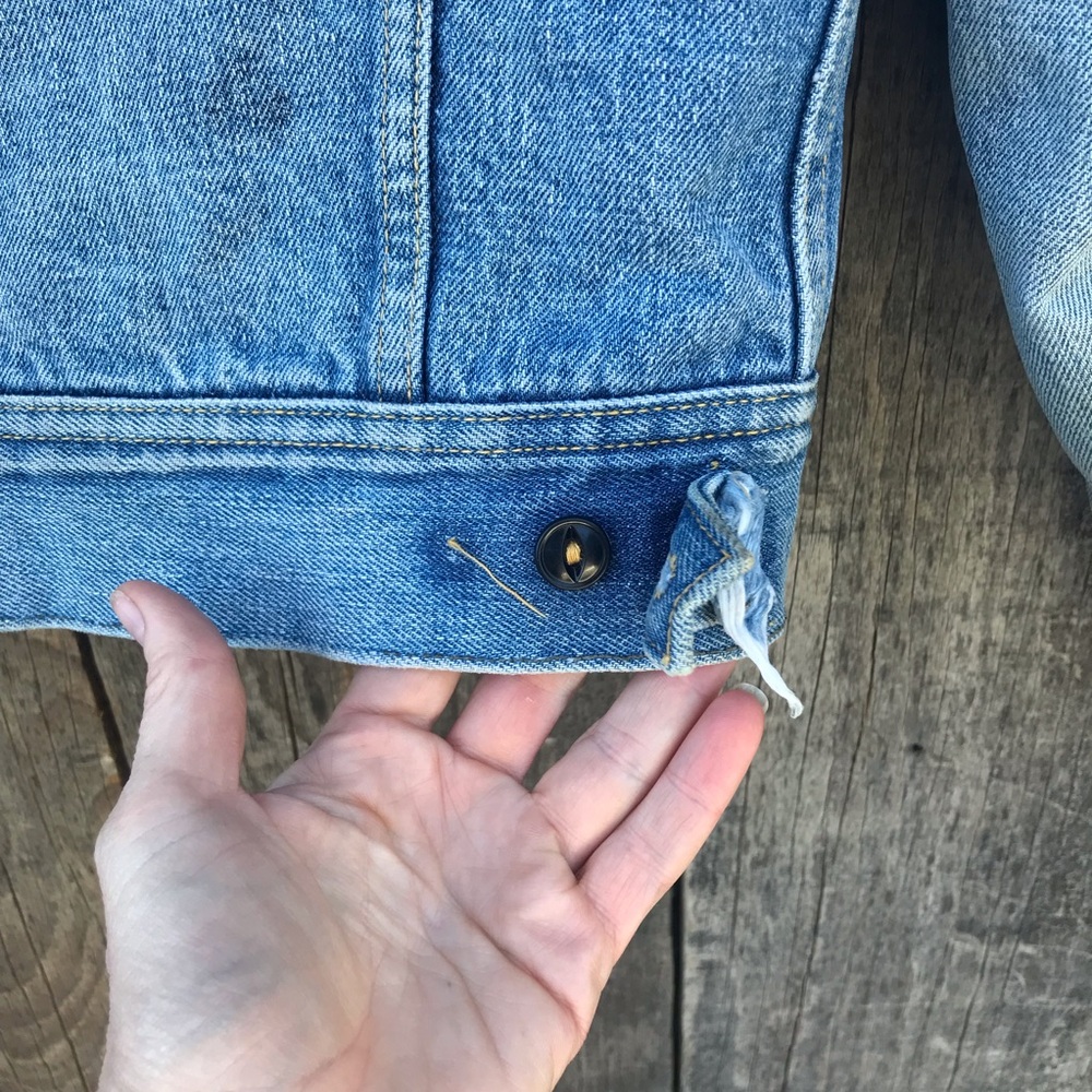 Vintage 60s-70s Lee Storm Rider Blanket Lined Denim Trucker Rancher Jacket S-M - Picture 9 of 10